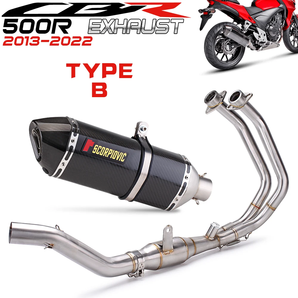 

Full Systems For CBR500 CB500X CB500F CBR500R 2013 - 2022 Motorcycle Exhaust Escape Modifies Front Pipe DB Killer Muffler