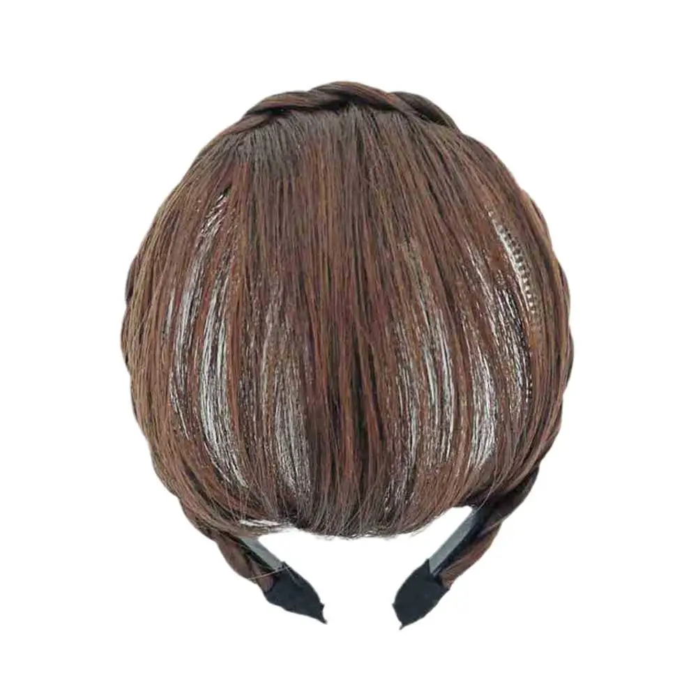 Fake Bangs Headband Front Hair Bangs Fringe Hair Extensions Synthetic Wigs Headband For Women Girls Wigs Bangs Clip Daily W L8E9