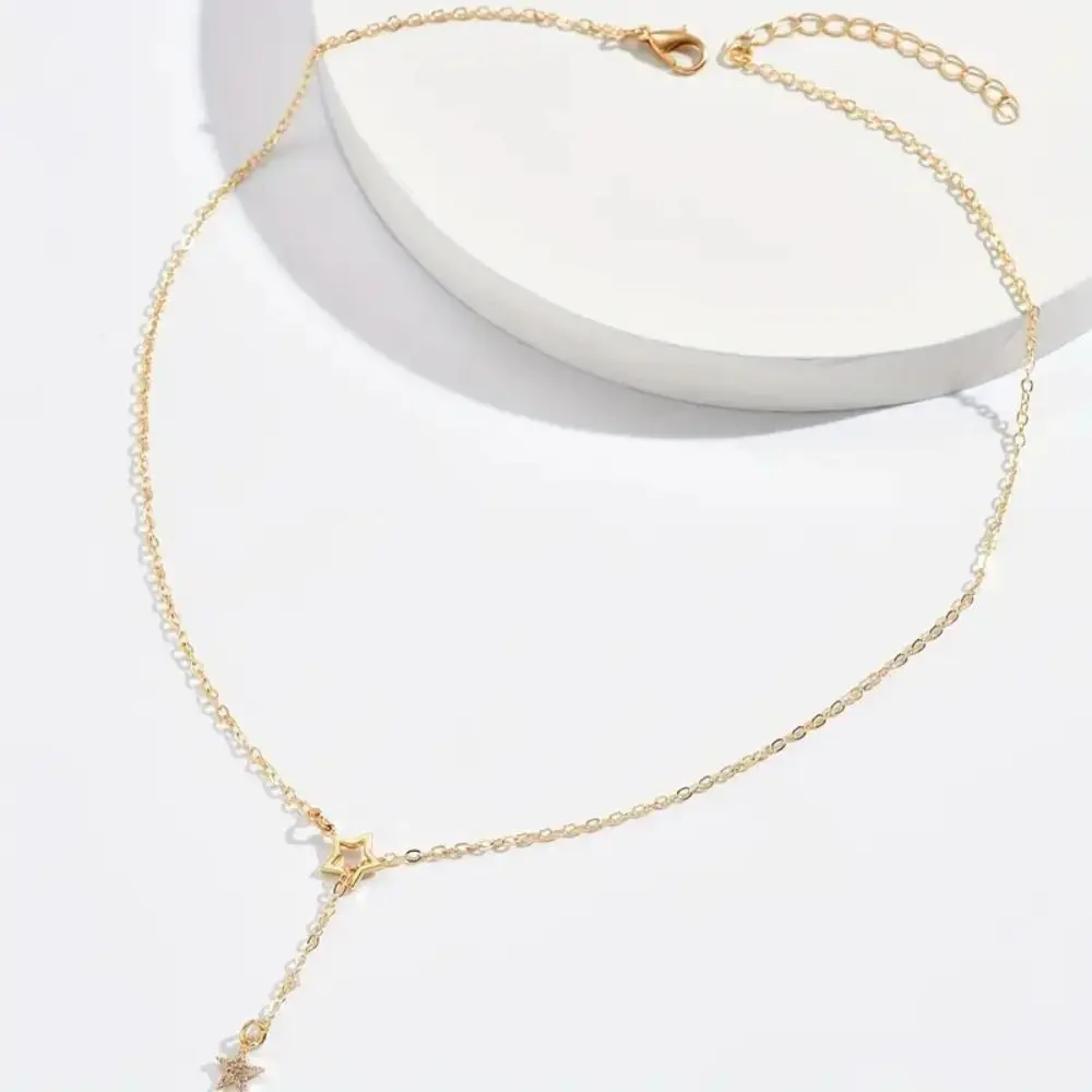 

Sparkling Star Pendant Necklaces Exquisite Gold/Silver Sweet Clavicle Chain Iron Korean Style Shiny Neck Accessories Ornament