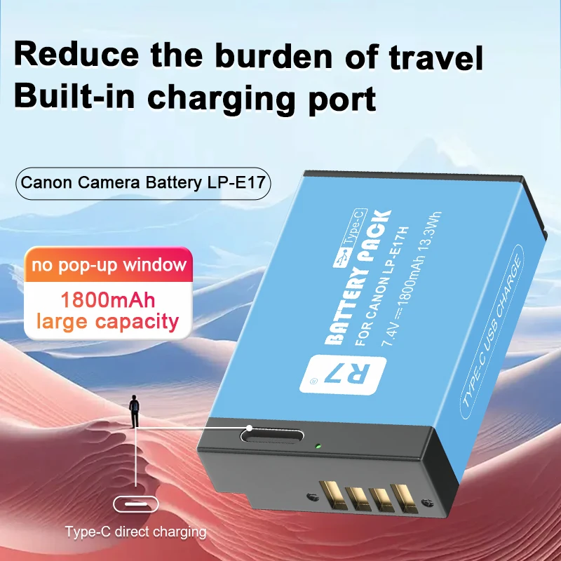 

R7 LP-E17 Battery Type-C Input Compatible With Canon EOS 750D 760D Rebel T6i T6s T7i 77D 800D 8000D 200D M3 M5 Kiss X8i SL2 SL3