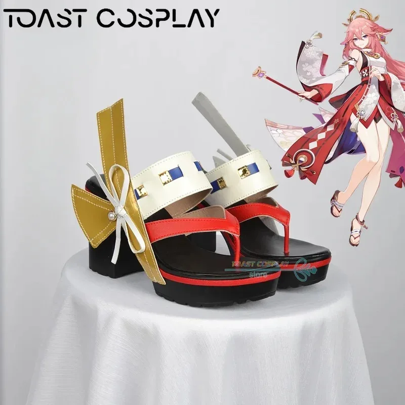 qq023Yae GenshinImpact Anime Game Cos Boots Comic Yae Miko Cosplay Costume Prop Shoes for Con Halloween Party