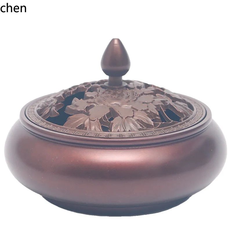Cz antique red copper incense burner full copper for home indoor zen incense burner classical chinoiserie tea ceremony stove