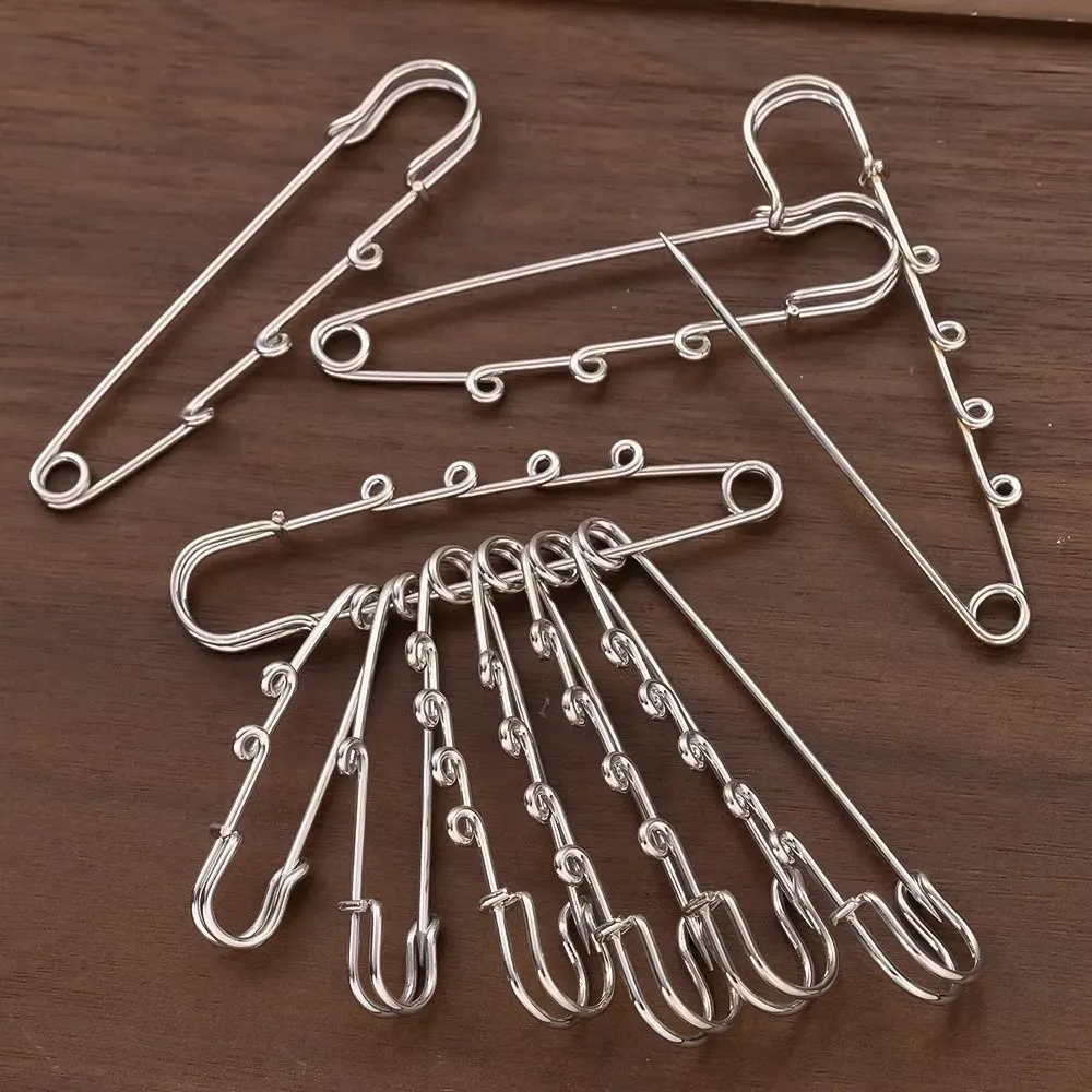 Silver Safety Brooch Pins DIY Charms Multi Holes Connectors Brooch With Holes Findings Accessories Brooches Dress Decoration view 3