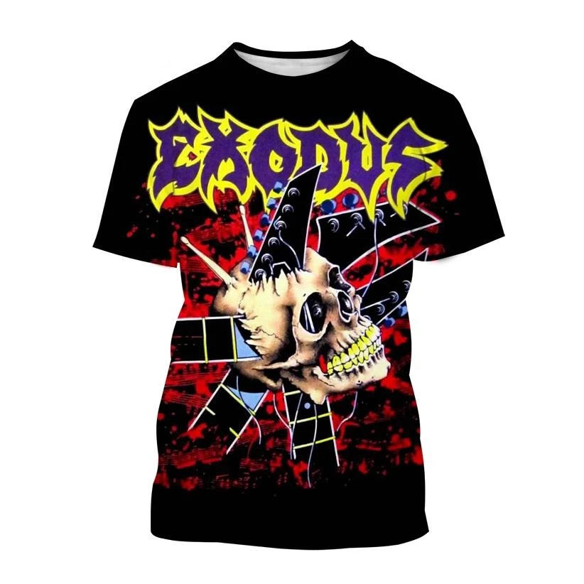 Summer Exodus T-Shirts Rock Band 3D Printed Streetwear Men Women Fashion Oversized Short Sleeve T Shirt Kids Tees Tops Clothing