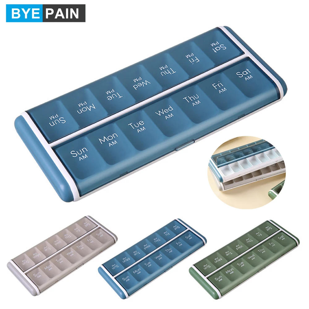 1PCS Weekly (7-Day) AM/PM Pill Organizer, Vitamin Case, and Medicine Box, Medium Compartments, 2 Times a Day