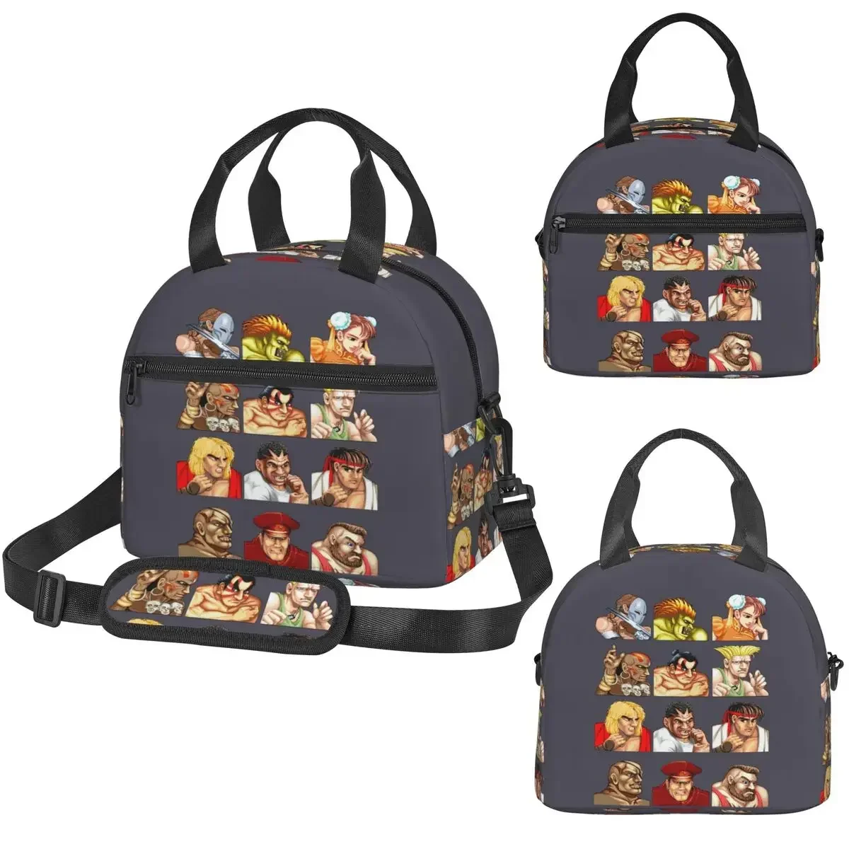 Defeated Portraits Super Street Fighter Insulated Lunch Bag for Women Office Cooler Thermal Box Tote Portable Lunch Boxes