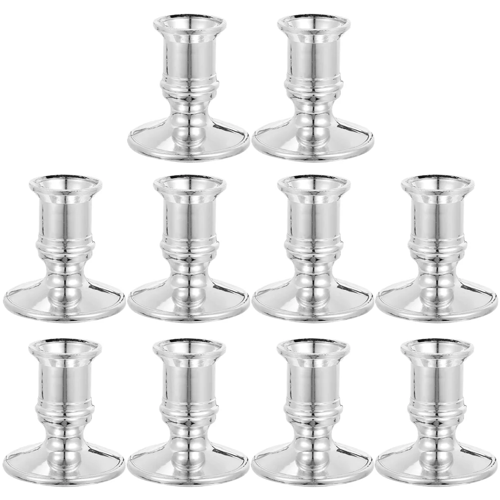 10 Pcs Electronic Base Taper Candles Candlestick Holder Decorate Holders Wedding Centerpieces Plastic Pillar Stands