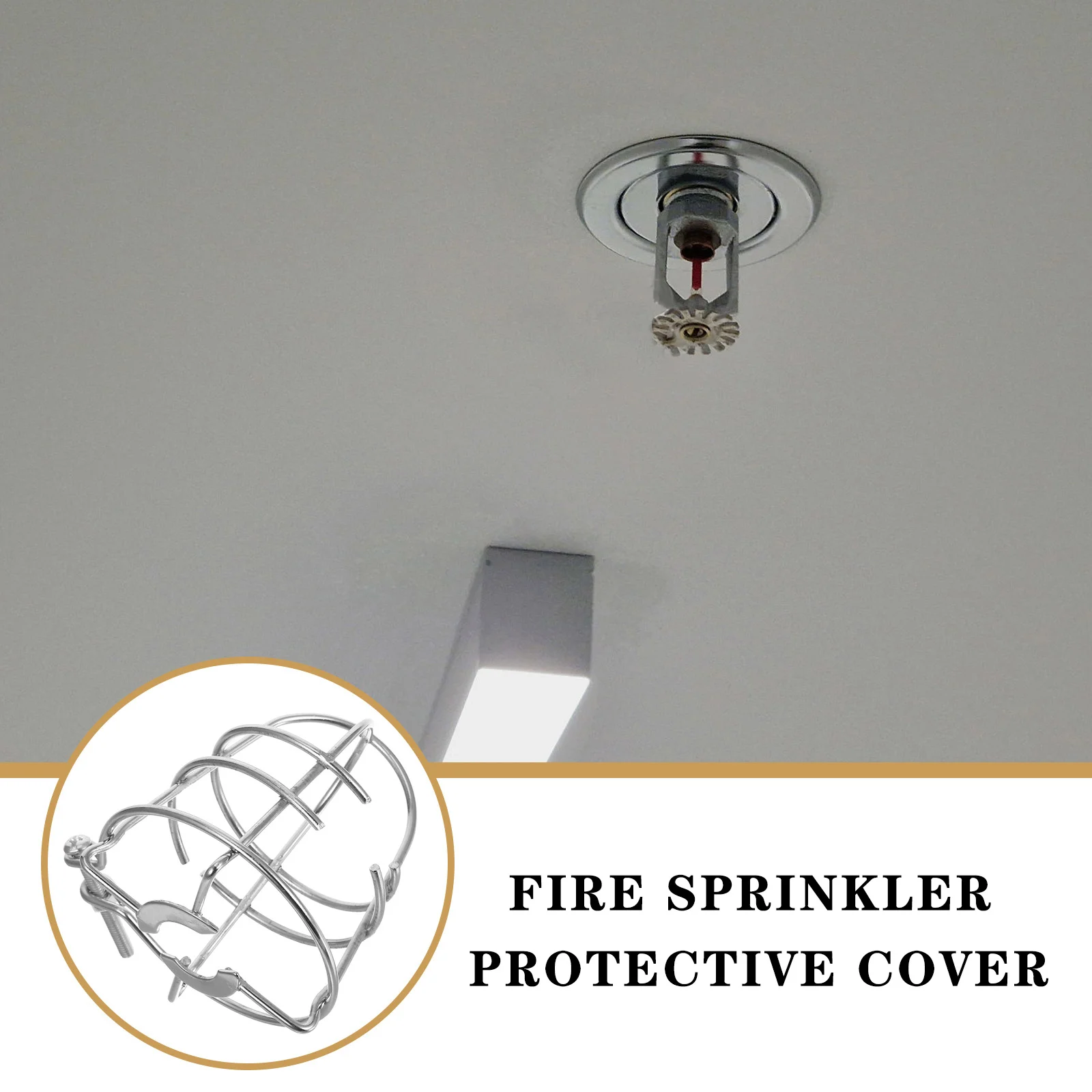 2pcs Sprinkler Cover Cage Stainless Steel Fire Sprinkler Head Protector For Ceiling Pendent Systems Outdoor Indoor Use Metal