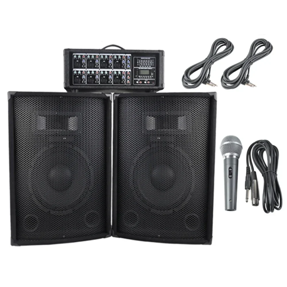 Accuracy Pro Audio PPS815L 2 Passive Wood Speaker PA Speaker System With Amplifier dj