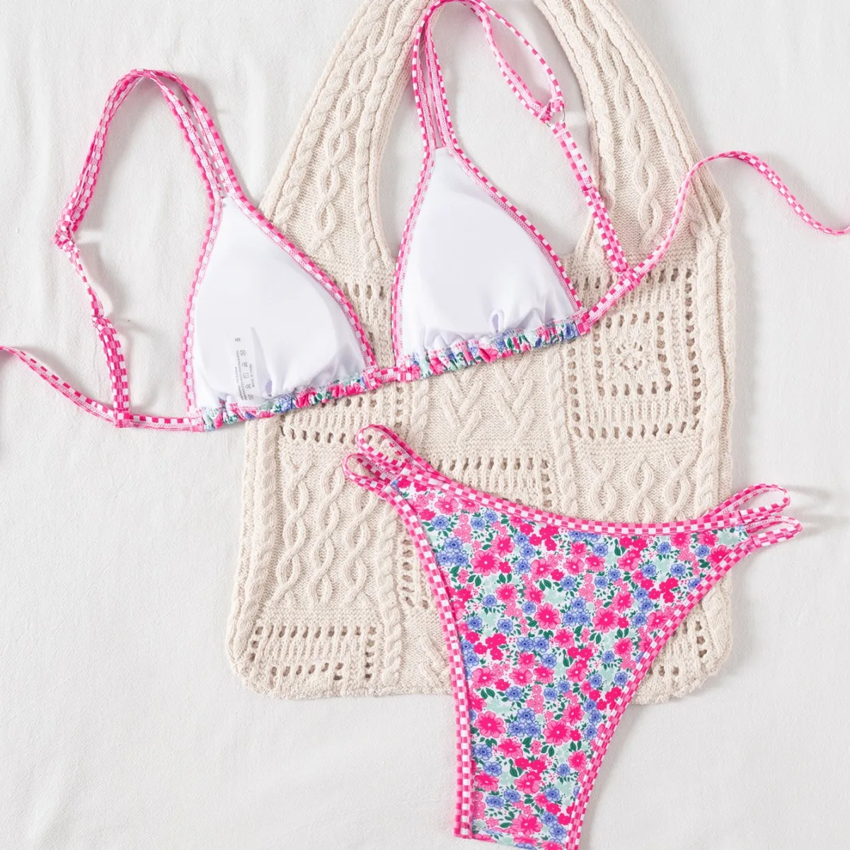 2025 New Bikini Shoulder Strap Printed Bathing Suit Low Waist Sexy Split Swimsuit for Women