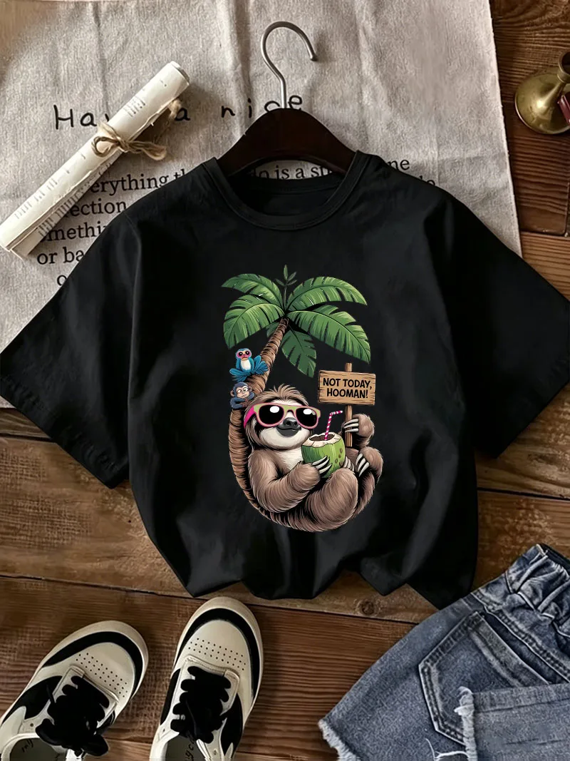 Funny Sloth Kawaii T-shirt Design Top Tees Japanese Anime Grunge Summer Top Tee T Shirt Gyaru 2000s Graphic Clothes
