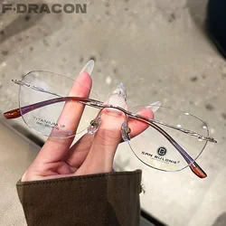 Light Luxury Titanium Ultra-light Cat-eye Women's Frameless Glasses Frame Anti-blue Light Optical Prescription Glasses 5545