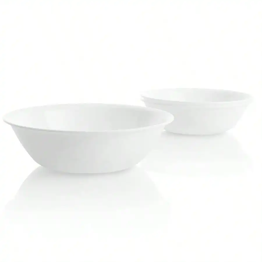 

Winter Frost White 32 oz Glass Serving Bowl (Set of 3) - Tempered for Salads, Snacks & Entertaining