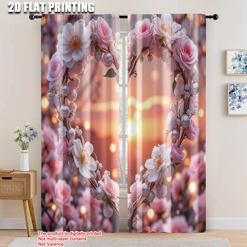 

2pcs, 2D flat printing Curtains sun and heart Light Filter summer party decorations Use for Holiday Family Party Decorations