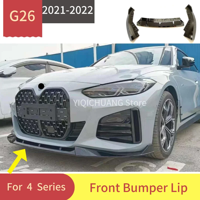 G26 Front Bumper Lip Front Canards For BMW 4 Series 2021 2022 425i Gran Coupe 4 Doors 3 PCS ABS