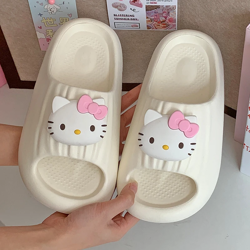 سانريو جديد مرحبا كيتي المحيط لطيف القط إيفا النعال الإناث الفتاة القلب سميكة وحيد المفروشات المنزلية عدم الانزلاق شبشب منزل #2