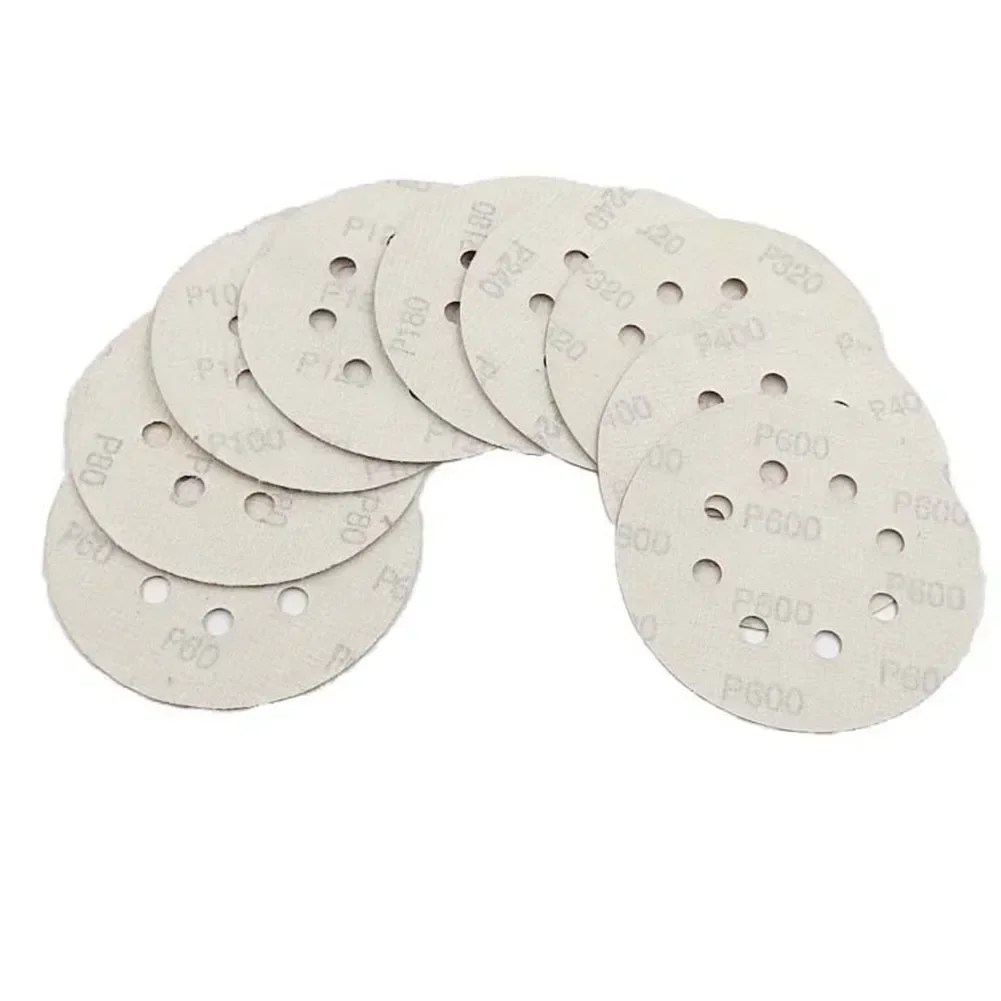 Lixar o disco com gancho e laço, 5 polegadas, 125mm, 80/120/180/240/320/400/600 grão, 20 pcs