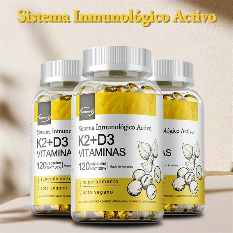 

Капсулы с витаминами D3+K2 - веганская добавка для поддержки костей и иммунитета, для точной регуляции состояния костей и общего здоровья.