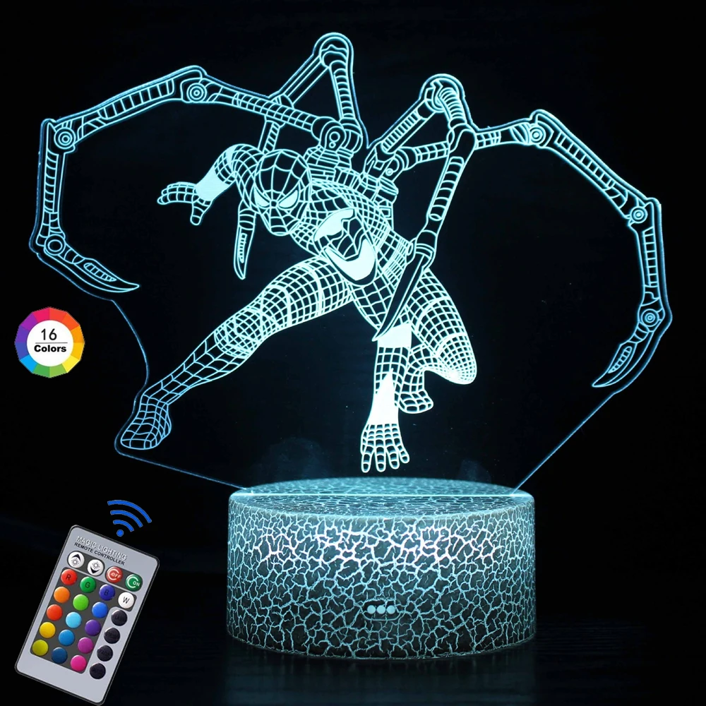 Hot Toys Spiderman VS venom 16 Colors Touch Remote Control LED Night Lamp Touch Table Lamp Ornaments Kids Toys Gifts