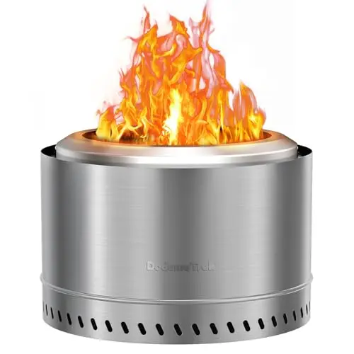 Smokeless Fire Pit with Travel Bag, Portable Outdoor Wood Burning Fireplace, 19 Inch Stainless Steel