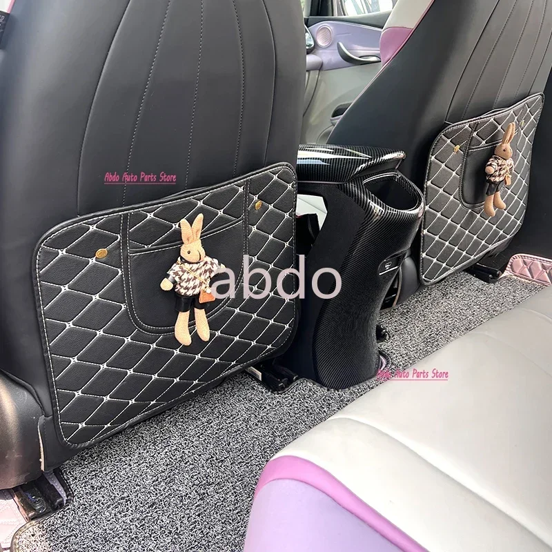 abdo For BYD Dolphin Surf M9 2Pcs/Set Car Anti-Kick Mats Leather Auto Seat Back Kick Protector Cover Anti-Dirty Pad Car Accessor