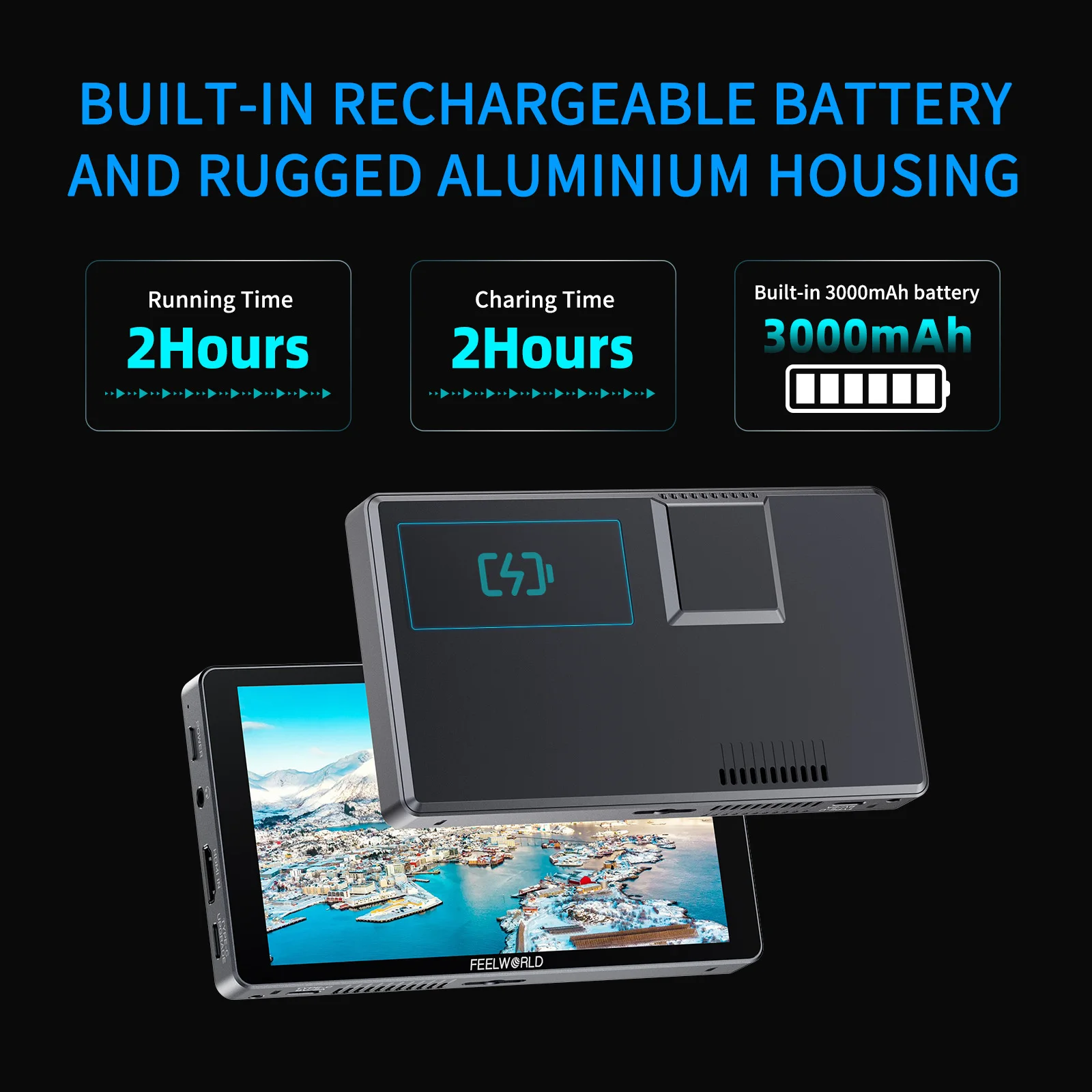 FEELWORLD P6XL 6 Inch Aluminium Built-in Battery 1200nit Camera Field Monitor Touchscreen 1920x1080 4K HDMI Waveform 3D LUT HDR