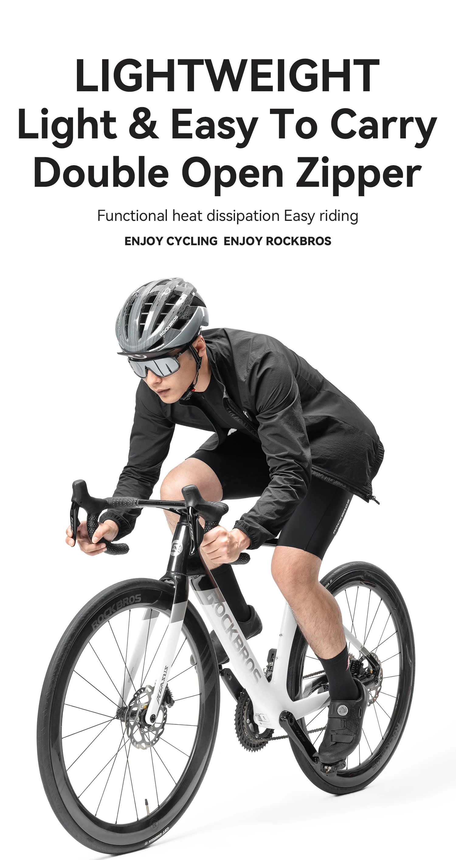 ROCKBROS Fahrradjacke Winddicht Reflektierend MTB Fahrrad Windjacke Leichte Sonnenschutz Wanderjacke Sportbekleidung – Detail 1