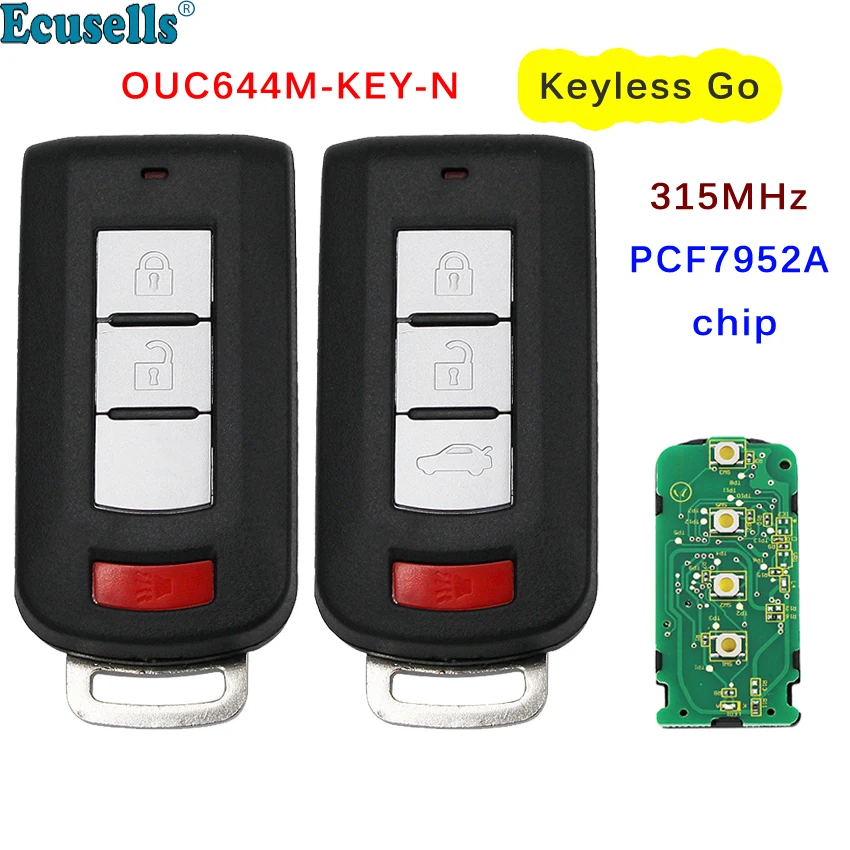 

3/4 Buttons Smart Keyless Go Entry Remote Car Key for Mitsubishi Lancer Outlander Galant 315MHz PCF7952A Chip OUC644M-KEY-N