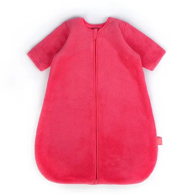 Children Autumn Winter Warm Sleeping Bag Boys Girls Solid Color Coral Fleece Sleeping Bag Vest Style Baby Anti-kick Sleeping Bag