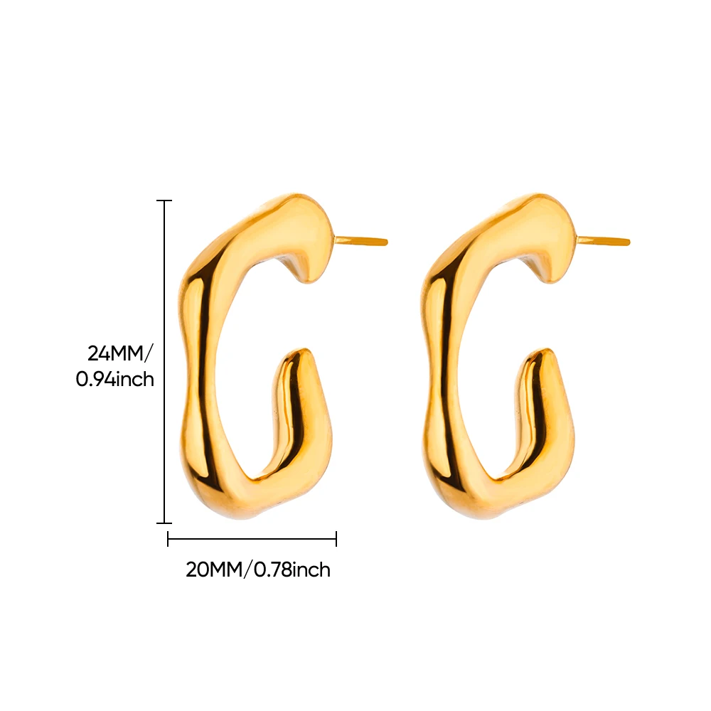 Irregular Butterfly Stainless Steel Stud Earrings for Women Gold Color Cute Wedding Aesthetic Geometric Earring Jewelry Gift BFF