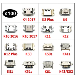 100Pcs USB Charging Port Connector Charge Jack Socket Plug Dock For LG K9 K11 K41s K51 K51s K52 K42 K50 K50s K50 K10 K12 Plus