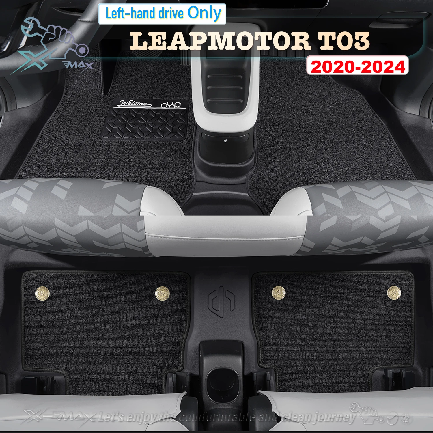 Left-hand Drive Car Floor Mat For LEAPMOTOR T03 2020-2024 Full Surround Foot Mat Automotive Floor Mat Floor Liner Water-proof