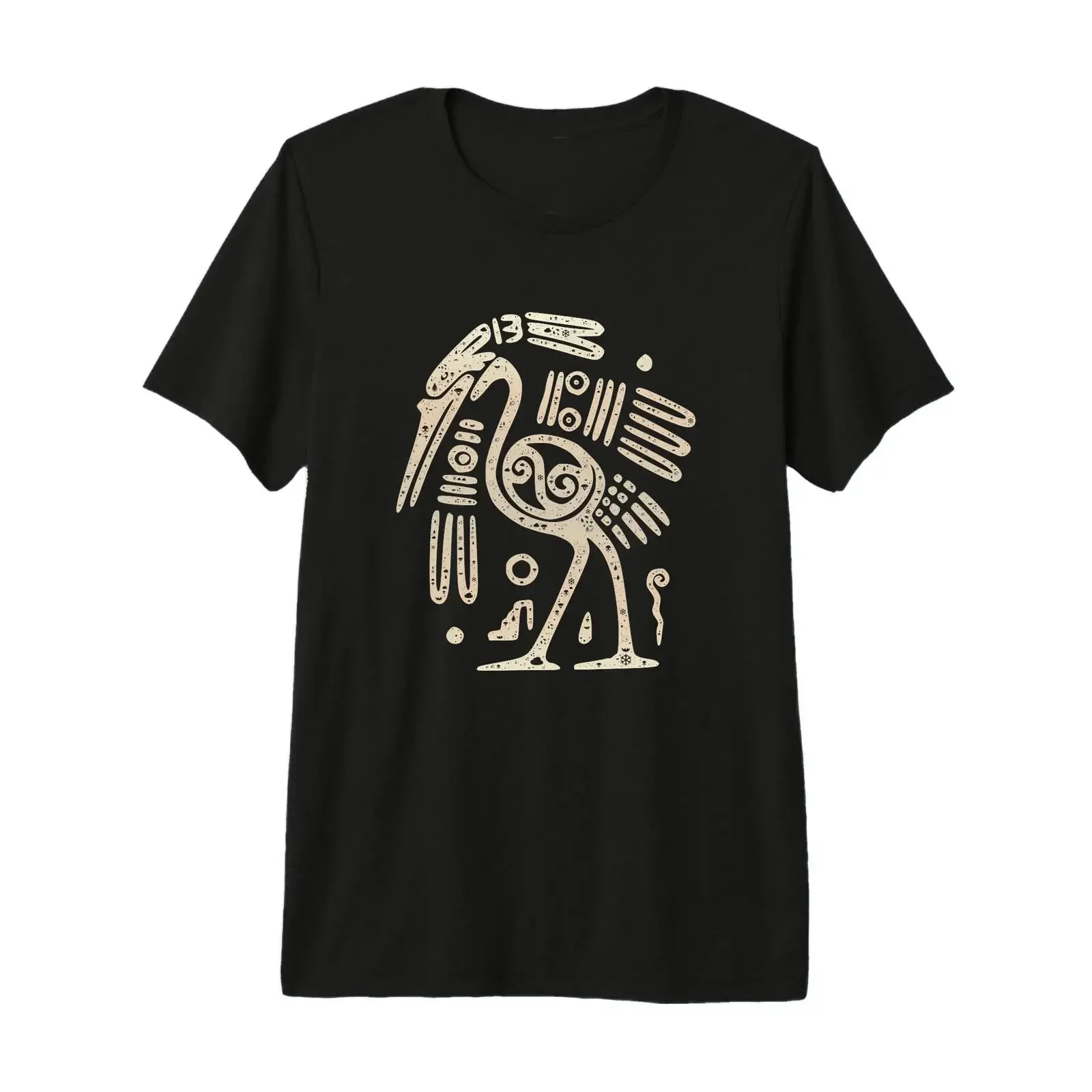 Mayan Indian Heron Crane Ancient Tribal Abstract Bird Style Premium Tri blend T Shirt vintage Washed streetwear Unisex Soft