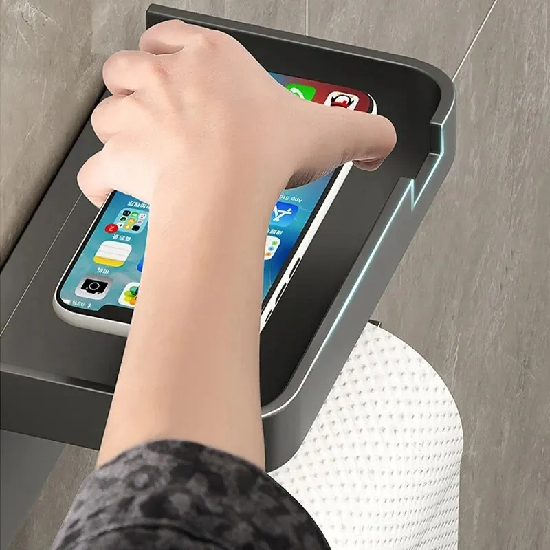 Toilet Paper Holder Plastic Storage Rack Kitchen Towel Placement Of Seasoning Bottles Bathroom Wall Roll Of Paper Phone Storage view 3