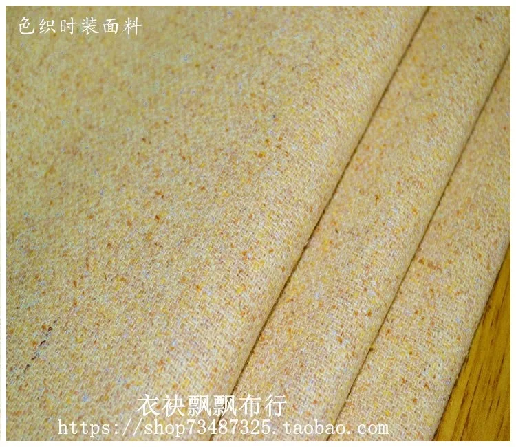 Tissus de haute qualité pour costumes pour hommes et femmes, jupe de costume en laine mélangée à pois de couleur jaune clair