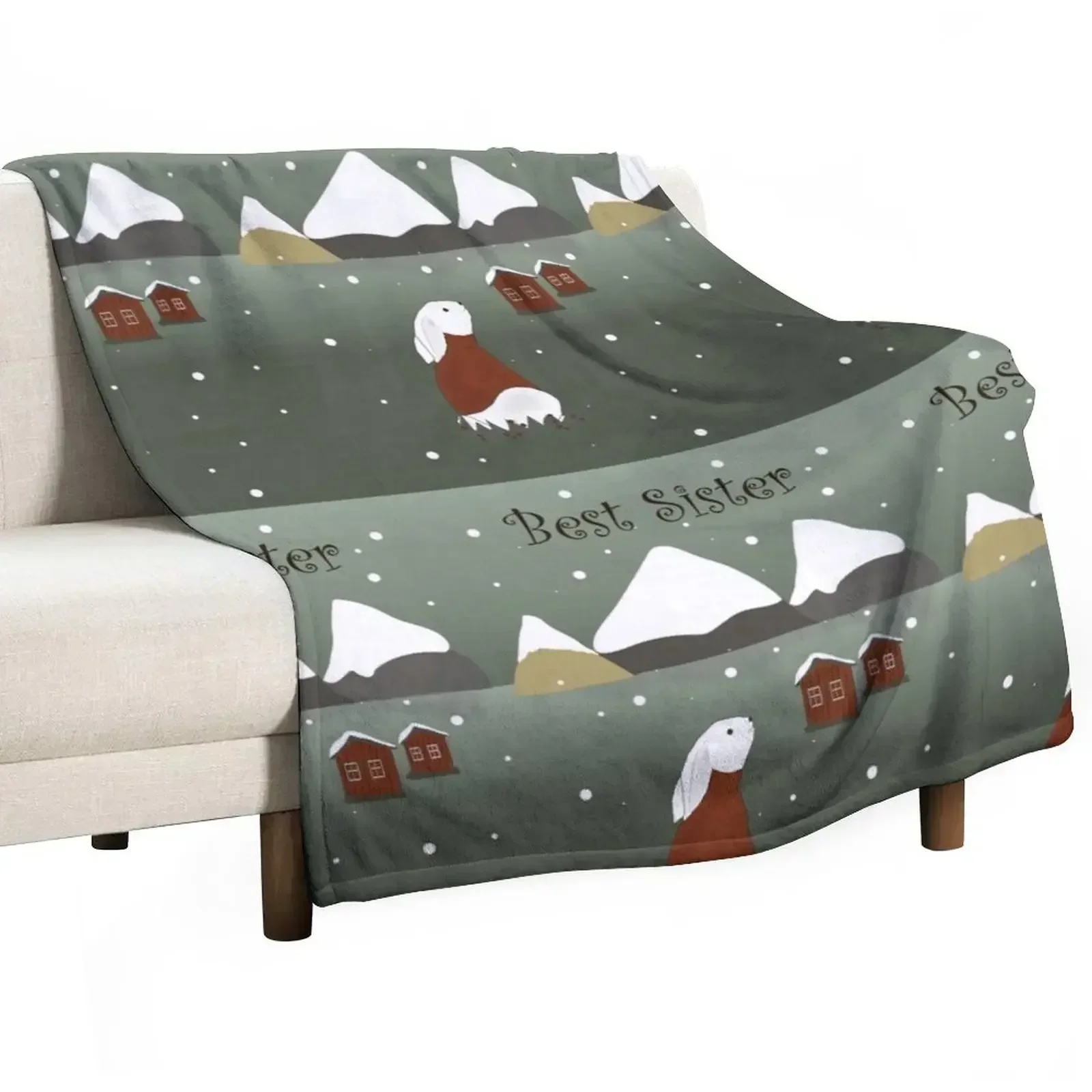 Scandinavian hare Throw Blanket anime Retros Soft Plush Plaid Decoratives Furrys blankets and throws Blankets