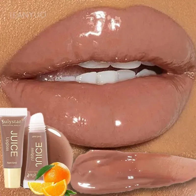 Watery Crystal Clear Jelly Lip Oil Long Lasting Moisturizing Fruit Scent Lip Balm Smoothing Fullness Lip Gloss Glass Lips Makeup