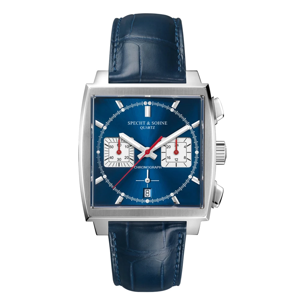 High-End Fashion Business Hot-Selling Multi-Functional Timing Watch Luminous Rectangular Leather Strap Men\'s Atmospheric Watch