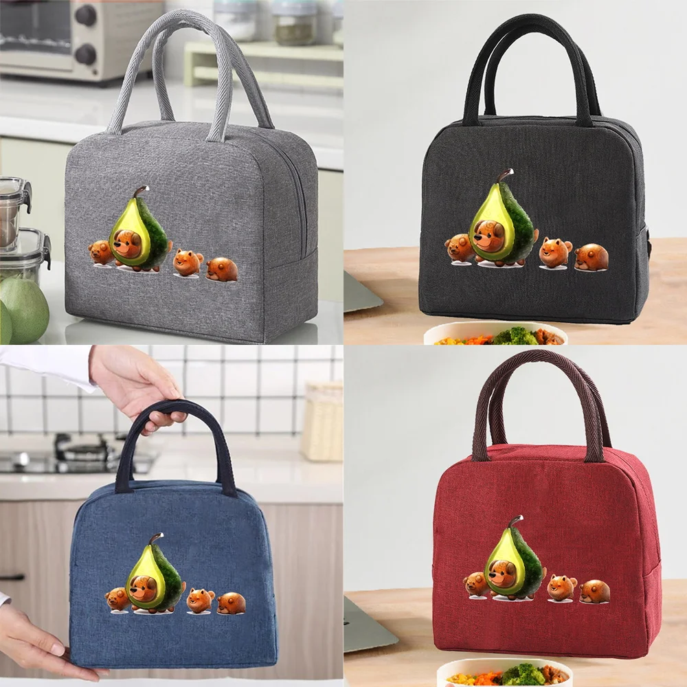 

Portable Lunch Bags for Women Avocado Animals Pattern Handbags Insulated Lunch Box Unisex Tote Cooler School Food Storage Bags