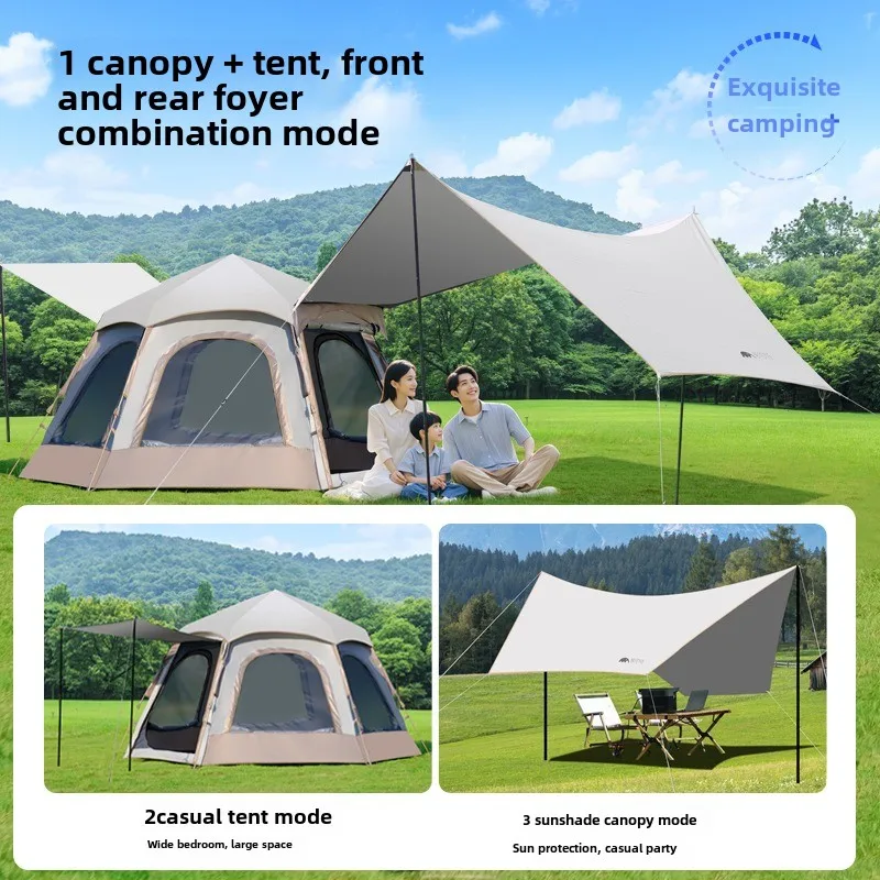 2-4 Person Tent Outdoor Folding Overnight Outdoor Camping Tent Equipment Full Set of Sun Protection Rain Protection Automatic