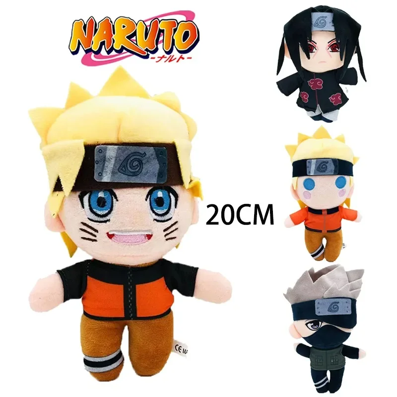 20cm Naruto Anime Dolls Uchiha Itachi Hatake Kakashi Cartoon Character Doll DIY Cute Stuffed Toy for Children Boys Girls Pendant