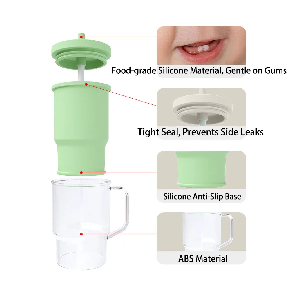 

260ml Baby Straw Training Cup Silicone Leak Proof Drop Resistant Heat Insulated Toddler Drinkware Ergonomic Grip BPA Fre