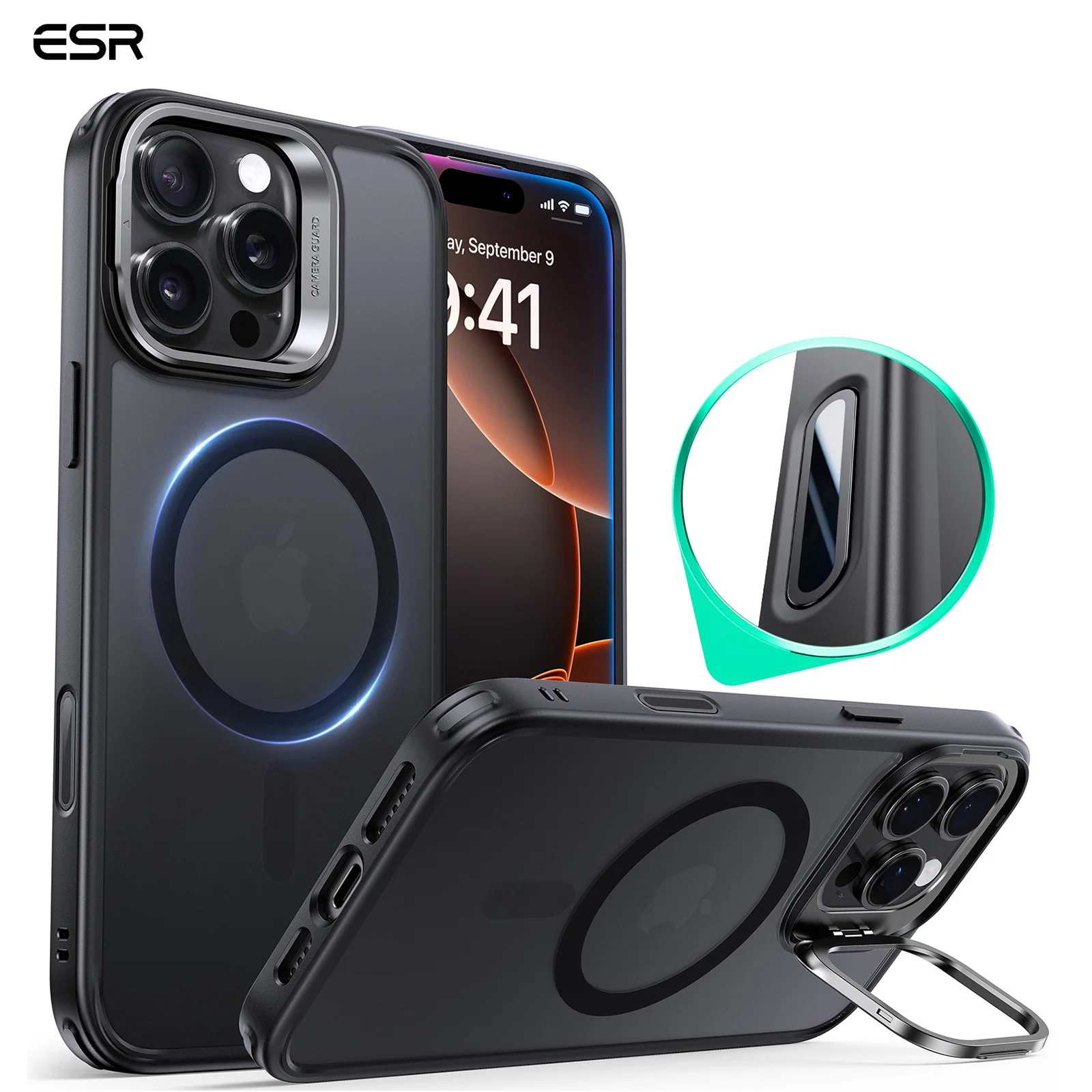 Esr para iphone 17 e 16 pro max suporte de telefone compatível com botão de controle de câmera magsafe capa traseira resistente a arranhões para 17 ar