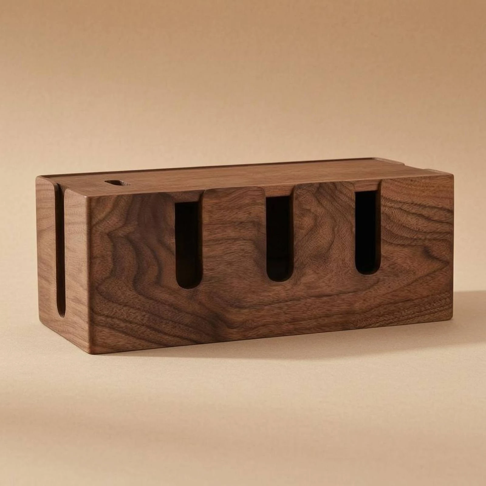 Desktop Cable Management Box Finger Joint Cable Management Box Office Storage Cutout Slots Rectangular for Desk, Workstation