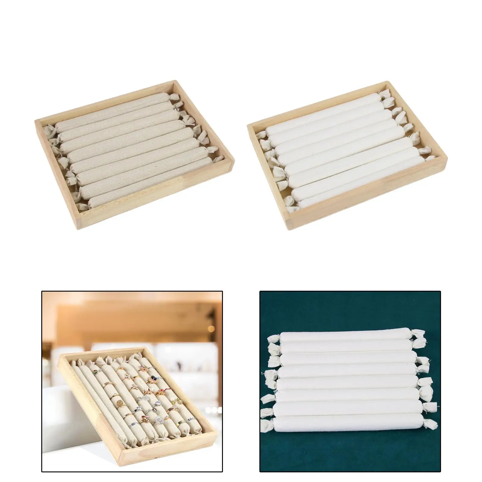 Wooden Ring Display Tray Earrings Tray Stackable Durable Drawer Insert Display Holder for Drawer Dresser Jewelry Showcase Women