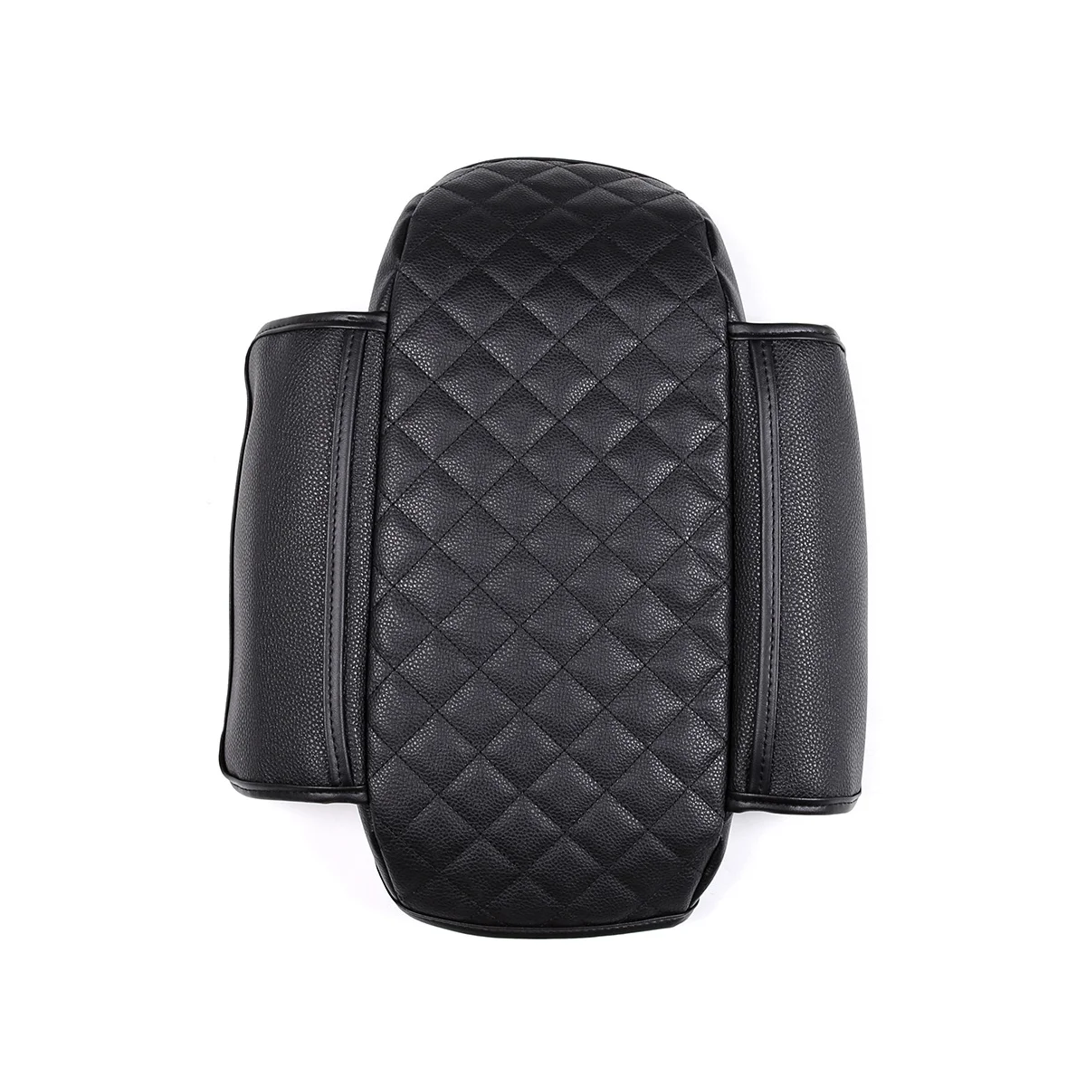 Car Stowing Tidying Armrest Box Panel Cover Leather Black