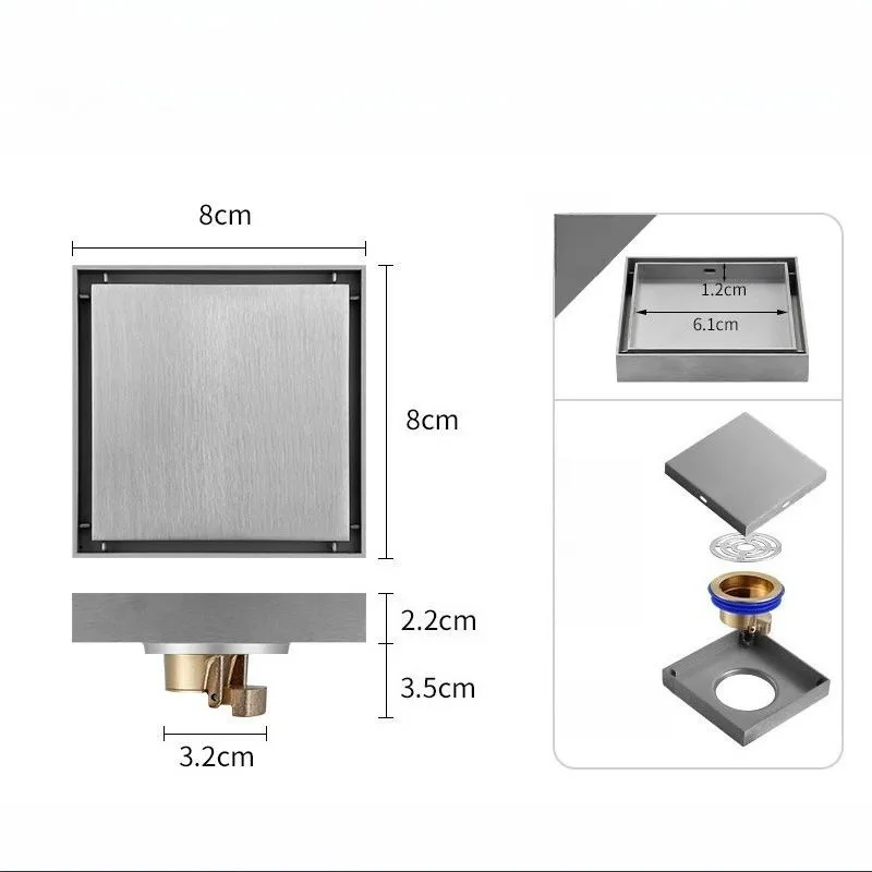 

Бытовой скрытый слив для пола из нержавеющей стали, скрытая установка, большой слив с невидимой плитой, слив для пола с защитой от запаха.