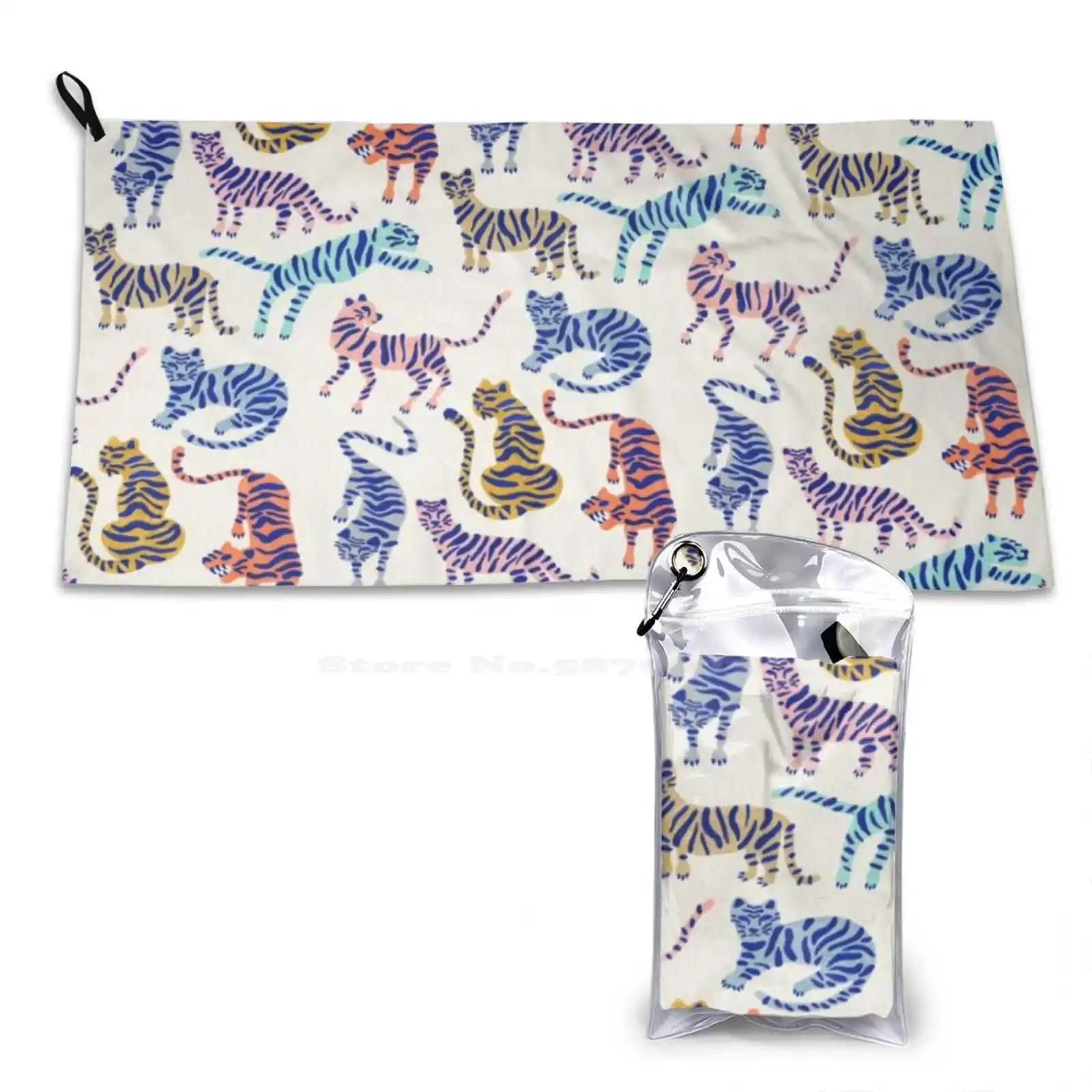 Tiger Collection – Indigo Palette Soft Microfiber Fabric Face Towel Tigers Cheetahs Cats Jungle Rainforest Africa Safari