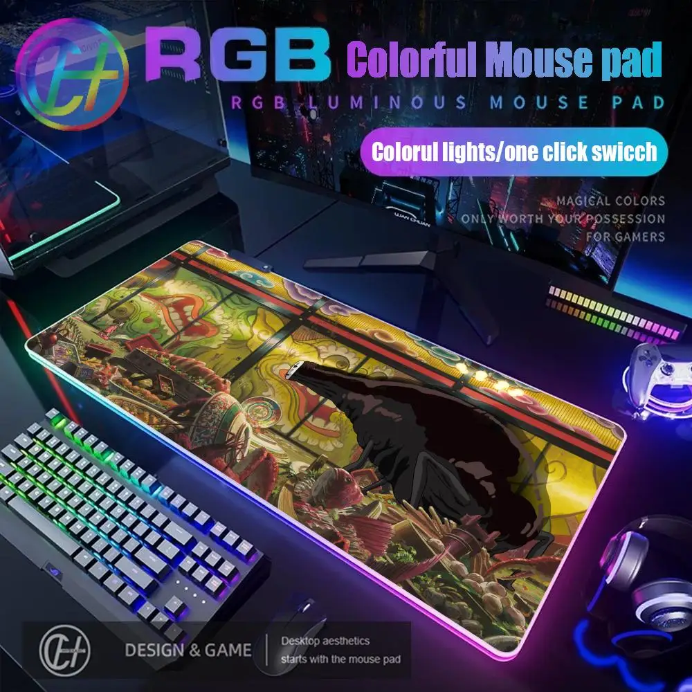 RGB Anime S-spirited Away Mouse Pad Gamer Pc Gaming Accessories Rubber Mat Deskmat Mats Keyboard Cabinet Mause Laptops HYBXAXC