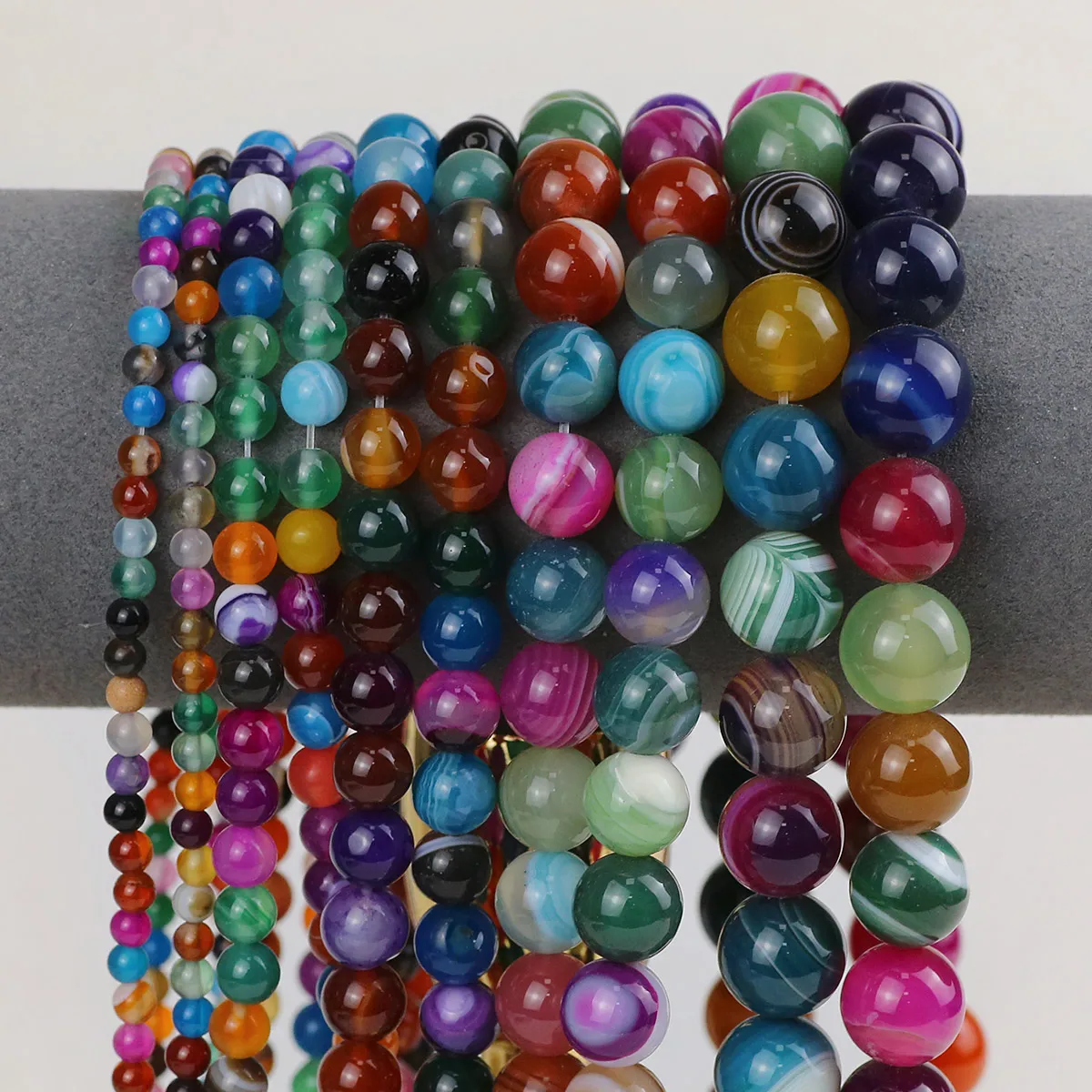 Naturstein bunte Streifen Achat Perlen 4/6/8/10/12mm für DIY Schmuck machen DIY hand gefertigte Armbänder Halsketten Zubehör
